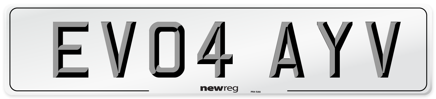 EV04 AYV Number Plate from New Reg